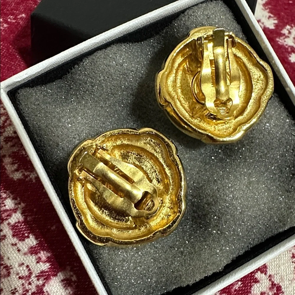 Chanel Gold-Tone Button Earrings